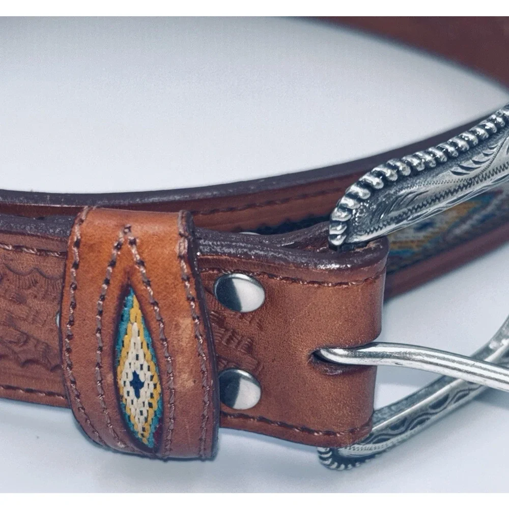 Wrangler Western Top Grain Leather Belt Handcrafted Sonora Old Mexico Mens 36/90
